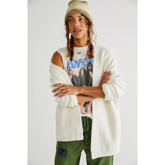 Free People Sweaters - NEW- Free People 'Ottoman' Textured-Rib Knit Cardigan Sweater, Ecru Medium